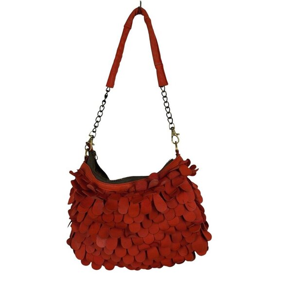 Jesslyn Blake Genuine Leather Fish Scale Fringe‎ Clutch Shoulder Bag Purse - Picture 4 of 8